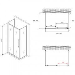 Душевое ограждение Abber Schwarzer Diamant AG30100MH-S60M-S60M