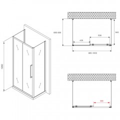 Душевое ограждение Abber Schwarzer Diamant AG30100MH-S90M-S90M
