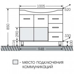 Тумба с раковиной СаНта Эльбрус 100