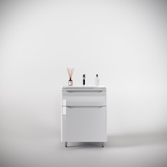 Тумба с раковиной Style Line ElFante Марелла 60 Люкс Plus напольная белый глянец
