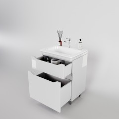 Тумба с раковиной Style Line ElFante Марелла 60 Люкс Plus напольная белый глянец