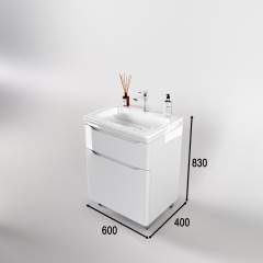 Тумба с раковиной Style Line ElFante Марелла 60 Люкс Plus напольная белый глянец