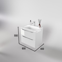 Тумба с раковиной Style Line ElFante Марелла 60 Люкс Plus подвесная белый глянец