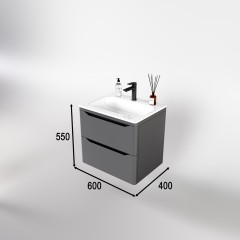 Тумба с раковиной Style Line ElFante Марелла 60 Люкс Plus подвесная серый
