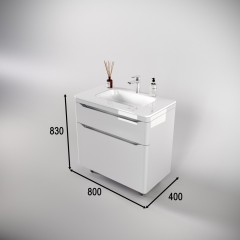Тумба с раковиной Style Line ElFante Марелла 80 Люкс Plus напольная белый глянец