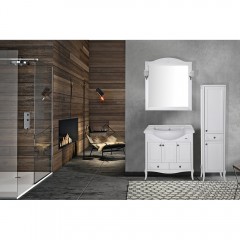 Зеркало ASB-Woodline Салерно 80 белый массив ясеня