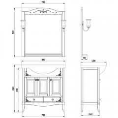 Зеркало ASB-Woodline Салерно 80 белый массив ясеня