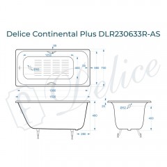 Ванна чугунная Delice France Continental Plus 150x70 DLR230633R-AS