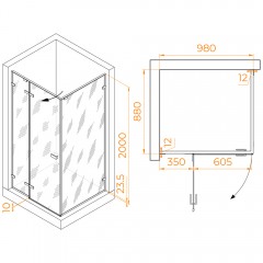 Душевое ограждение RGW Stilvoll SV-040Gr 90x100 353204090-210
