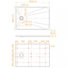 Поддон из стеклопластика RGW SMC TSS-W 80x120 553502812-01
