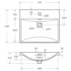 Раковина мебельная BelBagno BB-8076-3-50