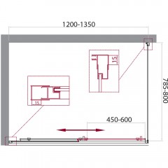 Душевое ограждение BelBagno Unique UNIQUE-AH-1-120/135-80-P-Cr