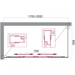 Душевое ограждение BelBagno Unique UNIQUE-AH-21-170/200-80-P-Cr