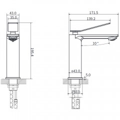 Смеситель для раковины Vincea Verse VBF-2VE1GM