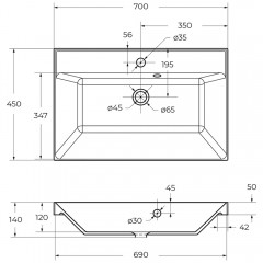 Раковина мебельная BelBagno BB700/450-LV-ART-AST-NERO