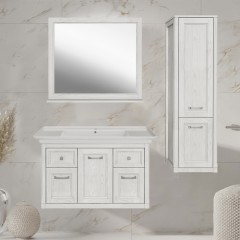 Зеркало ASB-Woodline Толедо 105 белый патина серебро массив ясеня