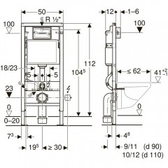 Инсталляция Geberit 458.128.21.1 + унитаз Bloomix Diva MD1211R/UF3 безободковый с сиденьем
