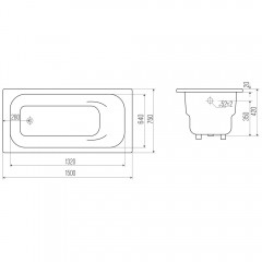 Ванна чугунная Bloomix Lorelia 150x75 BLL157542-H с ручками