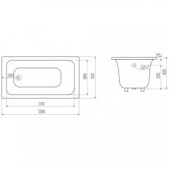 Ванна чугунная Bloomix Mini 130x70 BLM137040-H с ручками