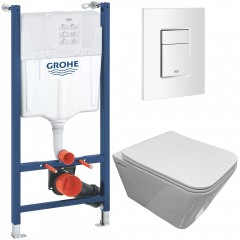 Инсталляция Grohe 38971000+ кнопка смыва Even 38966SH0 белый глянец + унитаз Bloomix Regnum 1202 безободковый с сиденьем