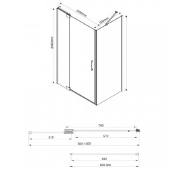 Душевое ограждение Vincea Extra VSR-1E901090CLGM