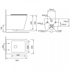 Унитаз подвесной SantiLine SL-5007T-LG безободковый торнадо