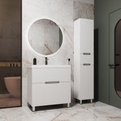 Тумба с раковиной Style Line Матис 80 напольная белый матовый/жасмин