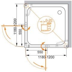 Душевой угол Cezares Elena ELENA-W-A-22-120-P-Cr