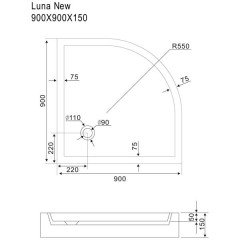Поддон акриловый Sturm DW Luna new DW-LUNA090915-NWT-NEW 900x900x150