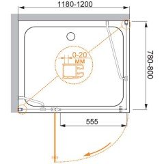 Душевой угол Cezares Elena ELENA-W-AH-1-120/80-P-Cr-L
