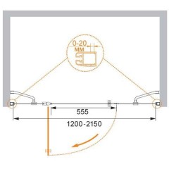 Душевая дверь Cezares Elena ELENA-W-B-13-60+60/40-P-Cr-L