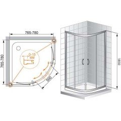 Душевой угол Cezares Pratico PRATICO-R-2-80-P-Cr