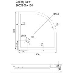 Поддон акриловый Sturm DW Gallery new DW-GALL090915-NWT-NEW 900x900x150