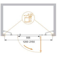 Душевая дверь Cezares Elena ELENA-W-B-13-60+60/30-P-Cr-R
