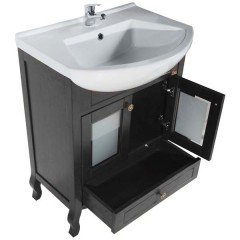 Комплект мебели ASB-Woodline Флоренция витраж 65 чёрный массив ясеня