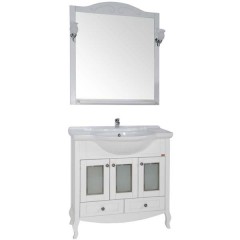 Комплект мебели ASB-Woodline Флоренция витраж 85 белый массив ясеня