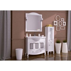 Комплект мебели ASB-Woodline Флоренция витраж 85 белый массив ясеня
