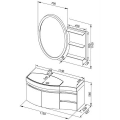 Комплект мебели Aquanet Опера 115 L черный 00169415