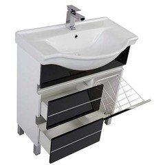 Комплект мебели Aquanet Доминика 80 с бельевой корзиной черный 00172412