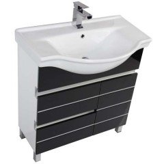Тумба с раковиной Aquanet Доминика 80 черный 00170488 + 00169551