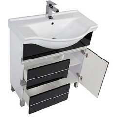 Тумба с раковиной Aquanet Доминика 80 черный 00170488 + 00169551