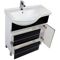 Тумба с раковиной Aquanet Доминика 90 L черный 00175938 + 00176497