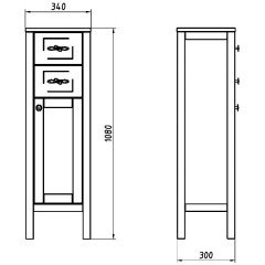Полупенал ASB-Woodline Римини 30 чёрный массив ясеня