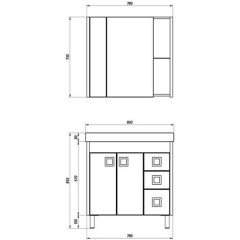 Комплект мебели ASB-Mebel Белла-80 дуб