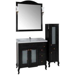 Комплект мебели ASB-Woodline Флоренция квадро 80 чёрный массив ясеня