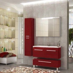 Тумба с раковиной Акватон Мадрид 100М 2 ящика бордо 1A1280K0MA940