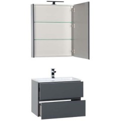 Тумба с раковиной Aquanet Алвита 70 серый антрацит 00183992 + 00182523