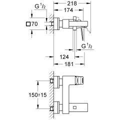 Смеситель для ванны Grohe Eurocube 23140000