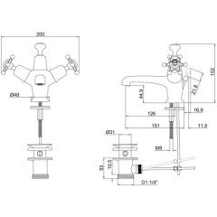 Смеситель для умывальника Burlington Birkenhead BI4
