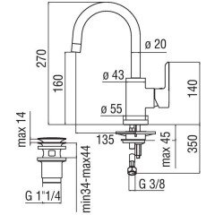 Смеситель для раковины Nobili ABC AB87338/2CR
